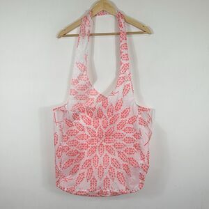 FP Free People Movement‎ White Neon Pink Ripstop Lightweight Oversize Tote Bag